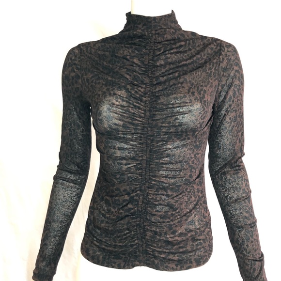 Dynamite woman’s rouched sheer leopard top size medium - Picture 10 of 14